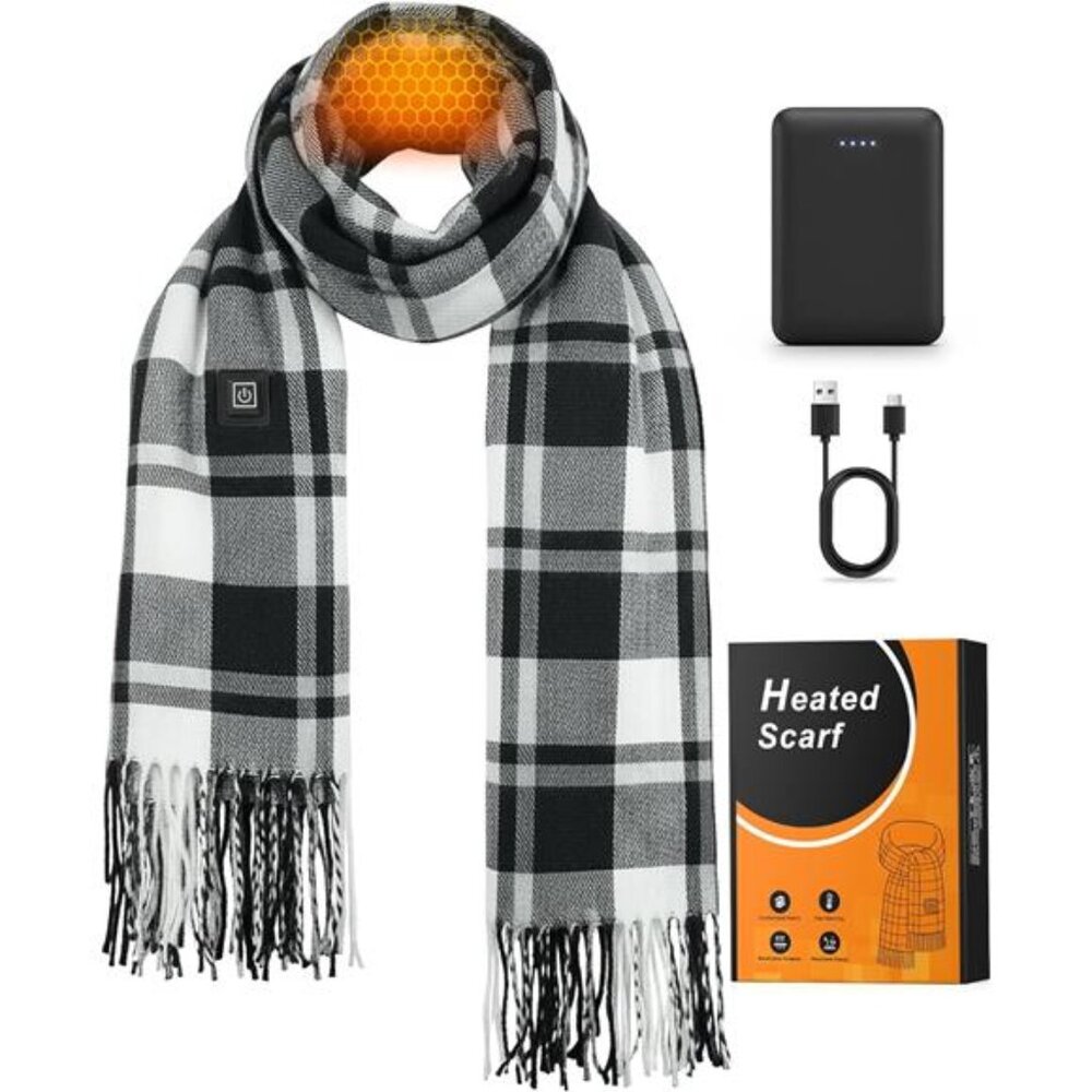 Heated Scarf Unisex with 5000mAh Rechargeable Battery, 3 Temperature Settings - Picture 1 of 7